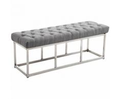 Panca AMUN in tessuto e acciaio inox Grigio 120 cm