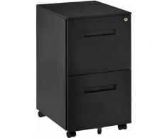 Cassettiera da Ufficio in acciaio con Ruote, 2 Cassetti con Serratura 39x48x67cm, Nero - Vinsetto