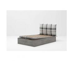 Letto Contenitore Cangu' Hi-Box Con Testiera Soffy Scozzese Singolo Grande 120X190 Rovere Grigio