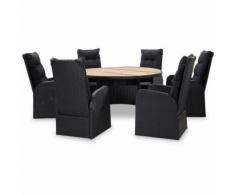 Set da Pranzo da Giardino 7 pz in Polyrattan e Acacia Nero