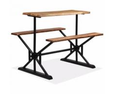Tavolo da Bar con Panche in Massello di Acacia 120x50x107 cm