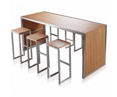 Set Bar Tavolo E 6 Sgabelli Da Giardino In Acciaio E Sumpar Wood Kraus Donatello