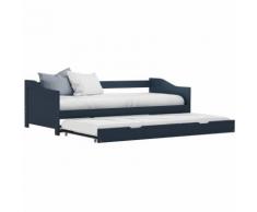 Divano Letto a Scomparsa Grigio in Legno di Pino 90x200 cm