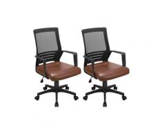 2 Sedie Ufficio Scrivania Ecopelle Ergonomiche Lombare in Rete Traspirante Reclinabile Imbottita