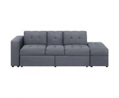 Divano letto grigio scuro con cassetti e ottomano contenitore FALSTER