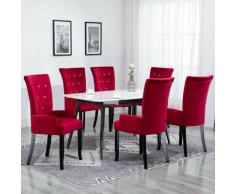 YOUTHUP Sedia da Pranzo con Braccioli 6 pz Velluto Rosso - Rosso