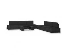 Set Divani da Giardino 7 pz in Polyrattan Nero
