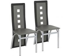 Set di 2 Sedie Da Pranzo Moderne, Grigio + Nero