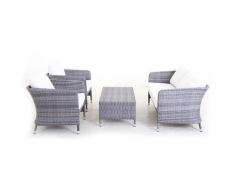 Set Salotto Da Giardino In Polyrattan Divano 2 Poltrone E Tavolino Riviera - Bauer