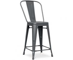 Sgabello da bar Tolix quadrati con schienale Pauchard Style - 60cm Grigio scuro