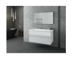 Set Mobili Luxus - con Base, Lavabo, Specchio, Pensile, Cassetti, Luci, Lampade - da Bagno - Bianco