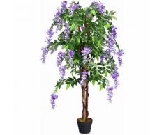 Albero Glicine Artificiale Fiori Pianta Decorativa in Vaso da Arredo Interno ed Esterno, Viola