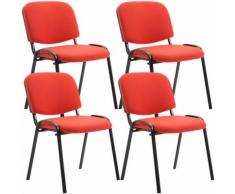 Set 4 Sedie Ufficio Visitatore Ken Imbottite In Tessuto Rosso