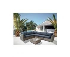 Set Salotto da Giardino in Rattan Sintetico con Cuscini Divano Angolare per Esterno con Tavolino
