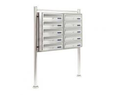 Cassetta posta condominiale acciaio inox 2x5 scomparti con supporto finestrella nome