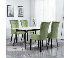 YOUTHUP Sedia da Pranzo con Braccioli 4 pz in Velluto Verde Chiaro - Verde