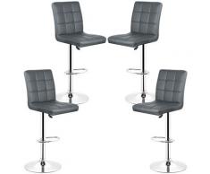 Sgabello da bar Set di 4 schienali in ecopelle regolabili in altezza, girevole 360 regolabile,