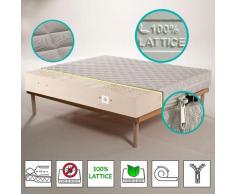 Kit Materasso 100% lattice a 7 zone differenziate con tessuto Silver alto 20 cm + Rete a Doghe
