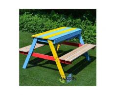 Tavolo da picnic per bambini 89x85x49 cm con panche