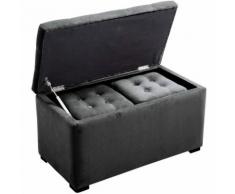 Cassapanca Portaoggetti Multiuso Con 2 Sgabelli Pouf In Velluto Grigio Perla Benzoni