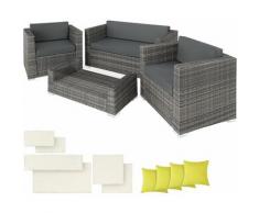 set in rattan München - set giardino rattan, set da giardino in rattan, rattan sintetico - grigio