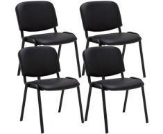 Set 4 Sedie Ufficio Visitatore Ken Imbottite In Similpelle Nero