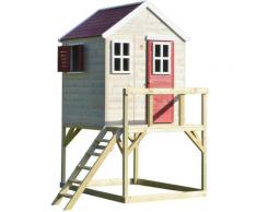 Casetta da giardino bambini piattaforma 90 cm Estate Lodge -Rosso
