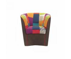 Poltroncina Patchwork Marrone Imbottita 71 x 76 x 68 Poltrona da Camera