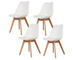 Set di 4 Tulip Pranzo/Ufficio Sedia con Gambe in Faggio Massiccio, Sedie Senza Braccia Imbottita di