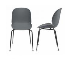 Set di 2 Sedie da Pranzo/Ufficio//Mense 2 Sedie in Plastica con Telaio in Metallo - Grigio