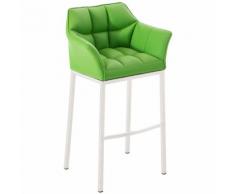 Sgabello Damaso Similpelle Verde Metallo bianco opaco