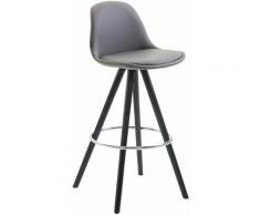Sgabello Franklin in similpelle gambe rotonde Grigio Nero (rovere)