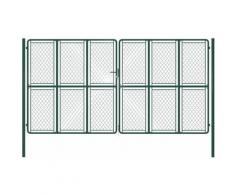 Cancello di Recinzione per Giardino in Acciaio 400x175 cm Verde