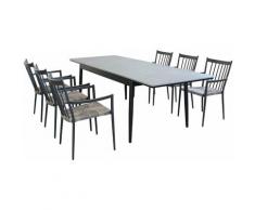 Set Tavolo Da Giardino Allungabile In Alluminio E Polywood 160/240 X 90 Compreso Di 6 Poltrone