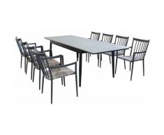 Set Tavolo Da Giardino Allungabile In Alluminio E Polywood 160/240 X 90 Compreso Di 8 Poltrone