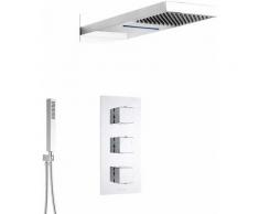 Hudson Reed - Kit Doccia Completo con Miscelatore Termostatico Incasso a Tre Ve Soffione a Cascata