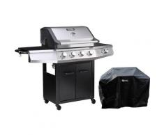 Barbecue a gas Bingo 5 - 5 piastre di cui 1 laterale - 15.2kW + Fodera di protezione -Nero