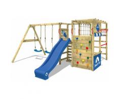 WICKEY Parco giochi in legno Smart Zone Giochi da giardino con altalena e scivolo Blu, Struttura di