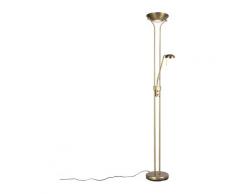 QAZQA Lampada da terra uplighter diva - Moderno - Acciaio - Bronzo - Tondo/Oblungo Non sostituibile