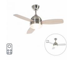 QAZQA Ventilatori da soffitto rotar - Moderno - Legno,Acciaio,Plastico - Acciaio/Marrone - Tondo