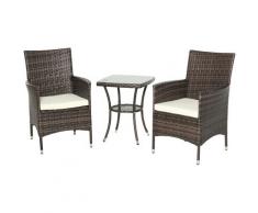 Outsunny Set Poltroncine da Giardino in Rattan con Tavolino, Marrone