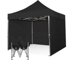 Gazebo 4x4 ultraresistente pieghevole in alluminio con laterali - NERO