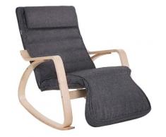 Sedia a Dondolo, Poltrona Oscillante con Poggiapiedi, Schienale Ergonomico, Strutture in Legno,