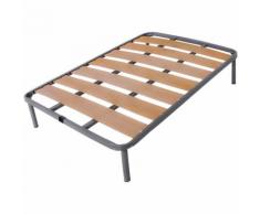 Qualydorm - Rete in Ferro con Piedi e Doghe Larghe in Legno cm 160x195 H30 per materasso