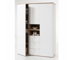 COMPOSAD Armadio Globo 3 ante 3 cassetti Bianco Lucido Rovere Riviera