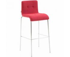 Sgabello da bar KADO Impilabile in tessuto trapuntato gambe rotonde Rosso Metallo cromato