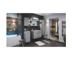 Set di mobili da bagno Firenze 90 (5 parti/C) grigio cemento, armadio a specchio