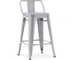 Sgabello da bar Tolix con schienale basso Pauchard Style - 60cm Grigio chiaro