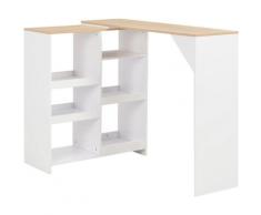 YOUTHUP Tavolo da Bar con Scaffale Mobile Bianco 138x40x120 cm - Bianco