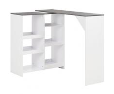 YOUTHUP Tavolo da Bar con Scaffale Mobile Bianco 138x40x120 cm - Bianco